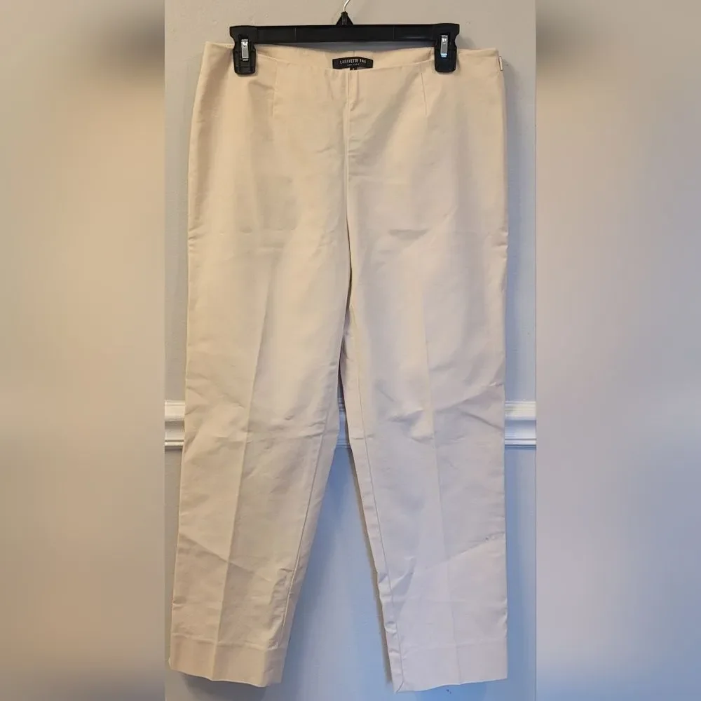 Lafayette 148 New York Stanton Khaki Slim Leg Ankle Pants Size 8